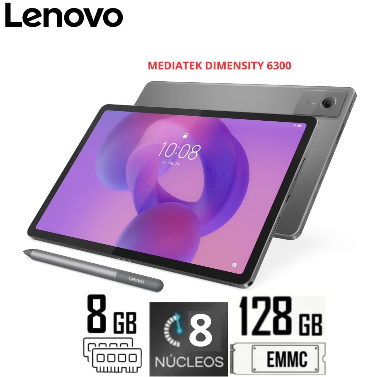 LENOVO - TABLET LENOVO IDEA TAB MEDIATEK DIMENSITY 6300 128GB  8GB DDR4 RAM 11 2.5K  Incluye Pen  ZAFR0928US