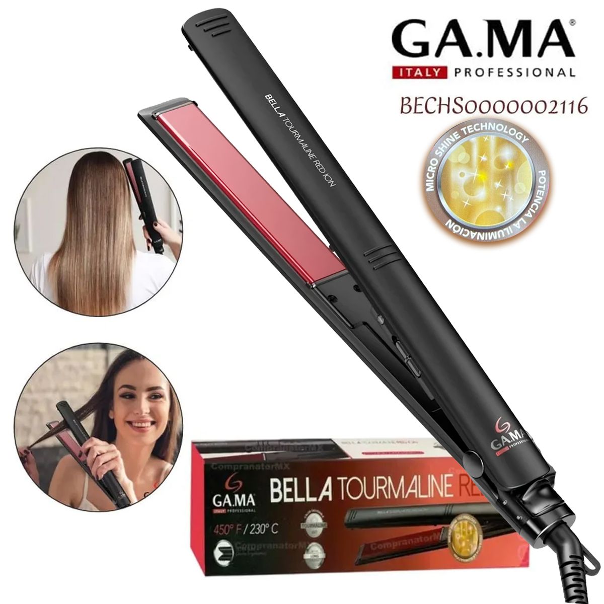Gama - Plancha Alisador Elegance Bella Tourmaline Red Ion Gama BECHS0000002116