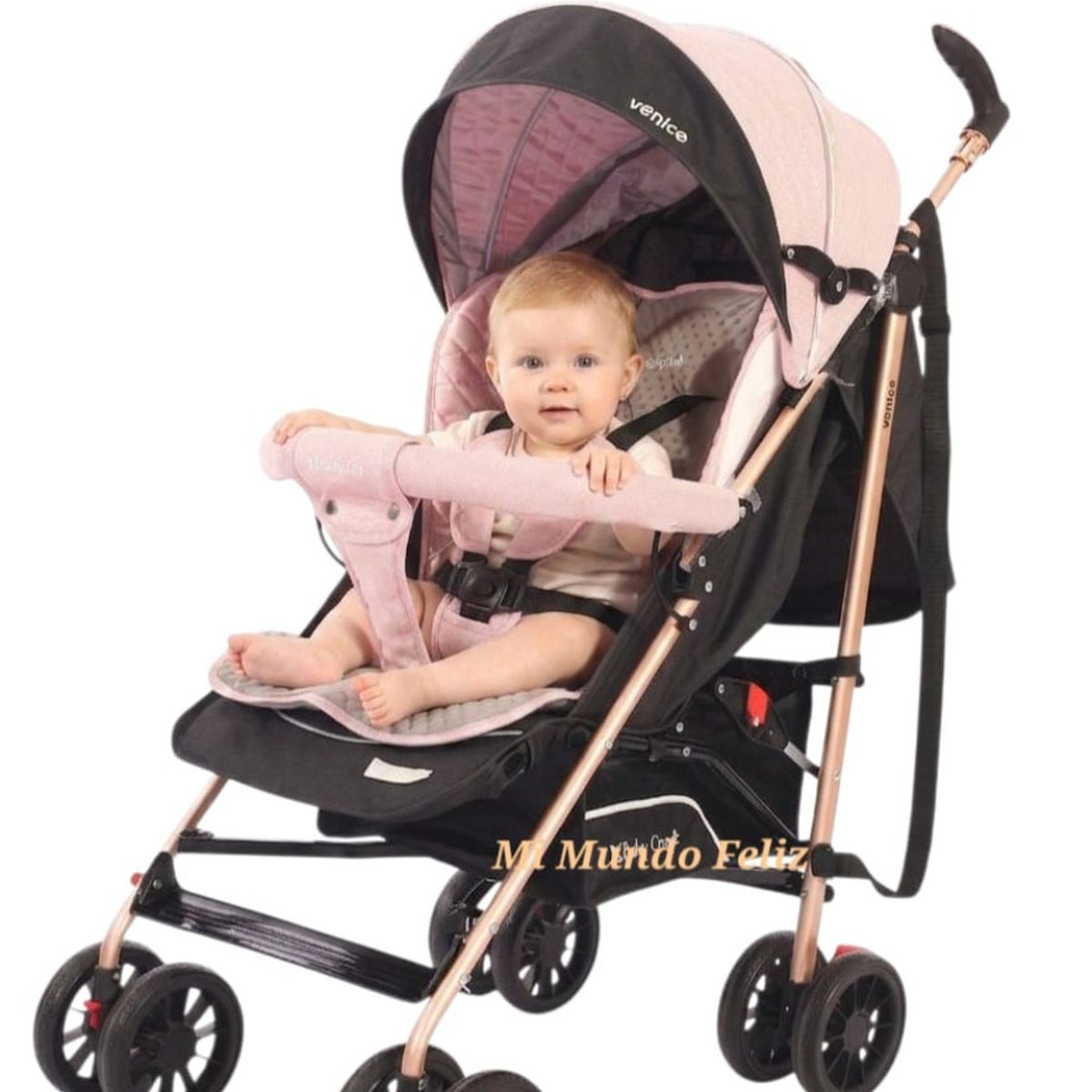 BABY HAPPY - Coche Baston de Bebe con Cubrepies PaloRosa 2026