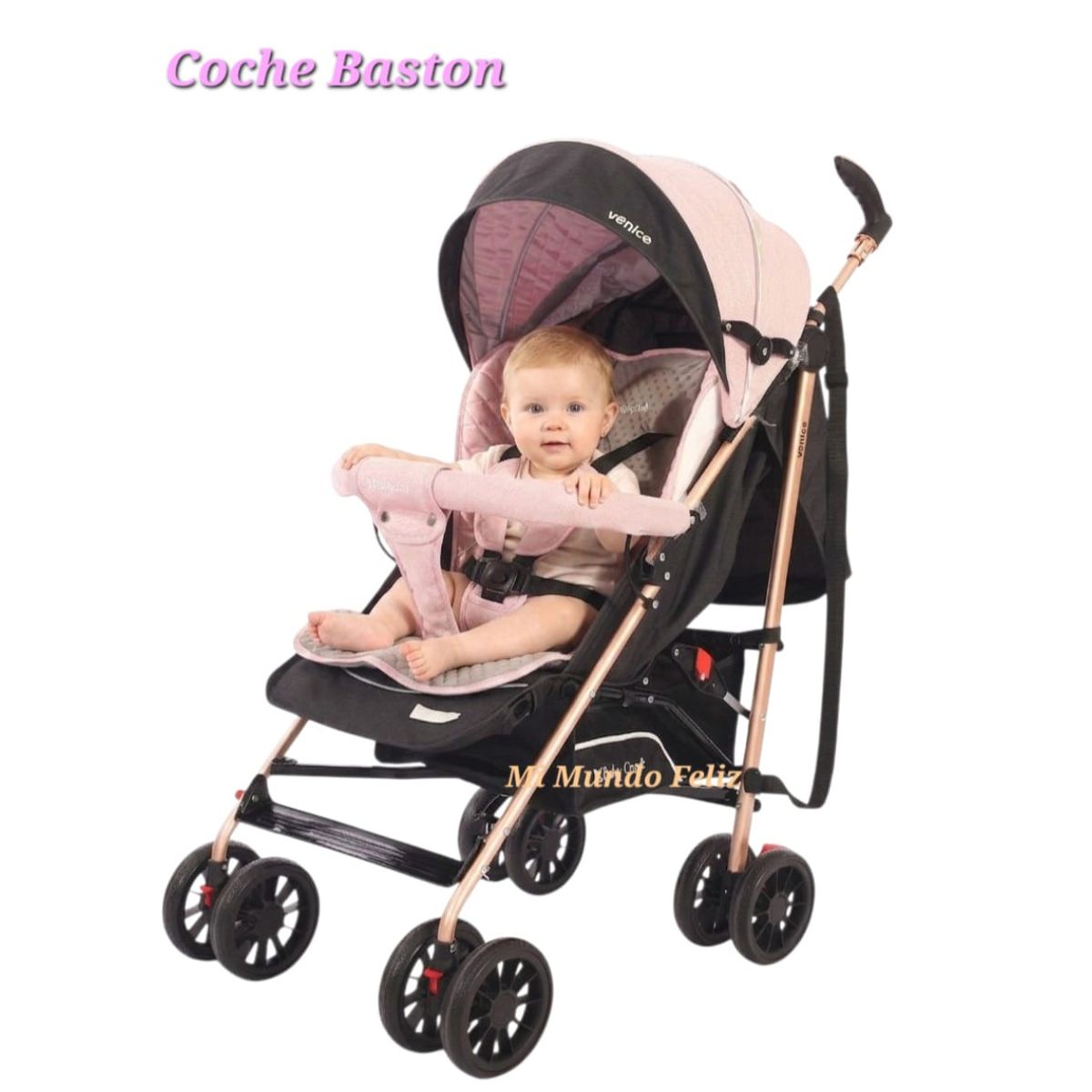 BABY HAPPY - Coche Baston de Bebe con Cubrepies PaloRosa 2026