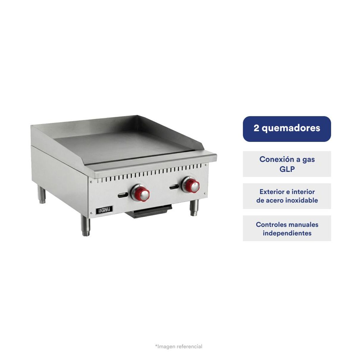 ILUMI - Plancha freidora a gas de 2 quemadores ILUMI