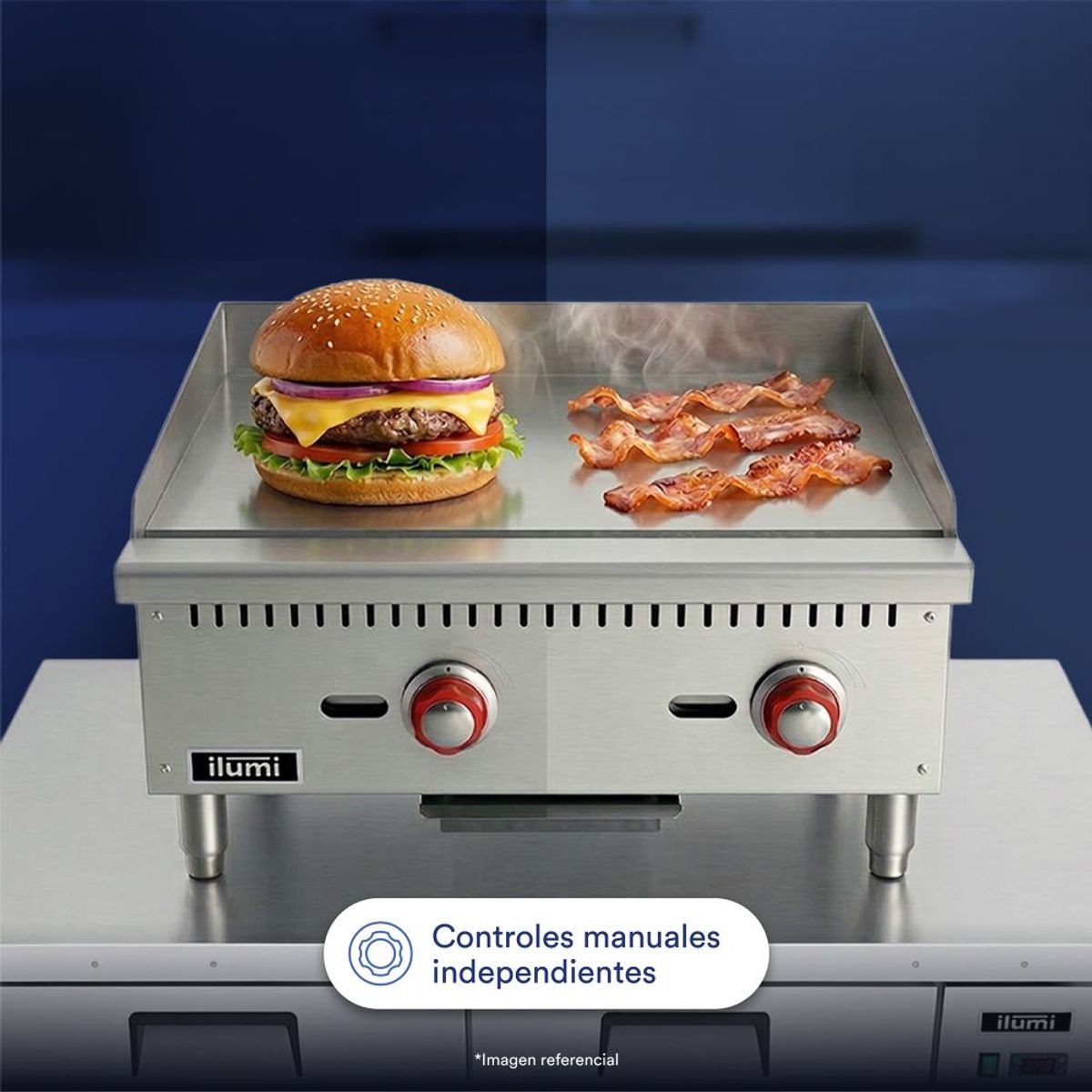 ILUMI - Plancha freidora a gas de 2 quemadores ILUMI