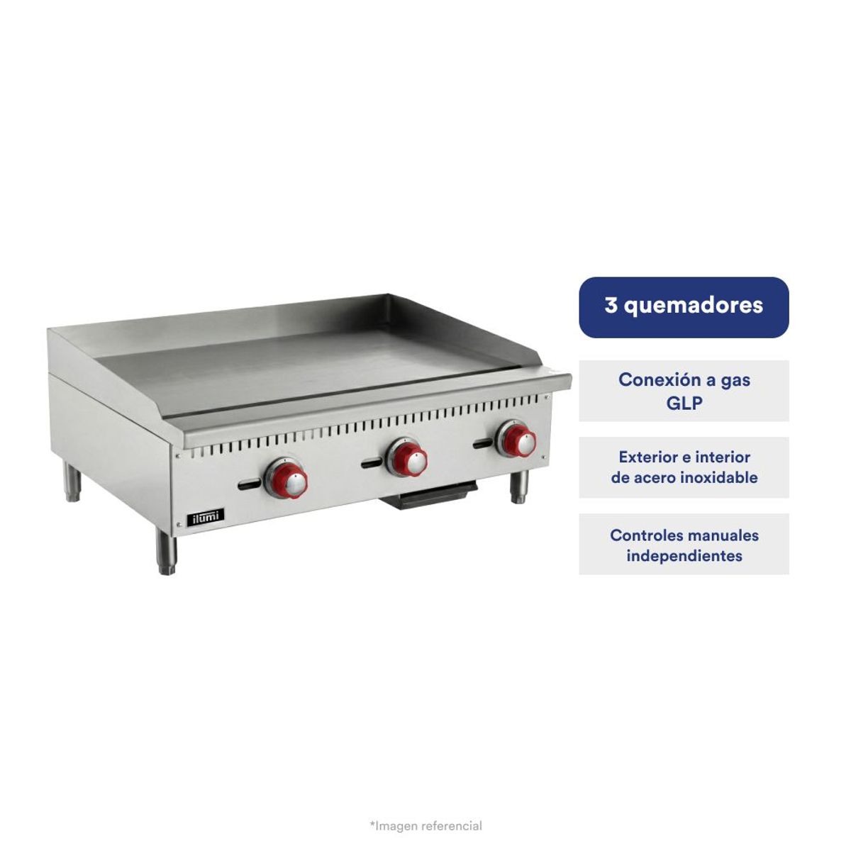 ILUMI - Plancha freidora a gas de 4 quemadores ILUMI