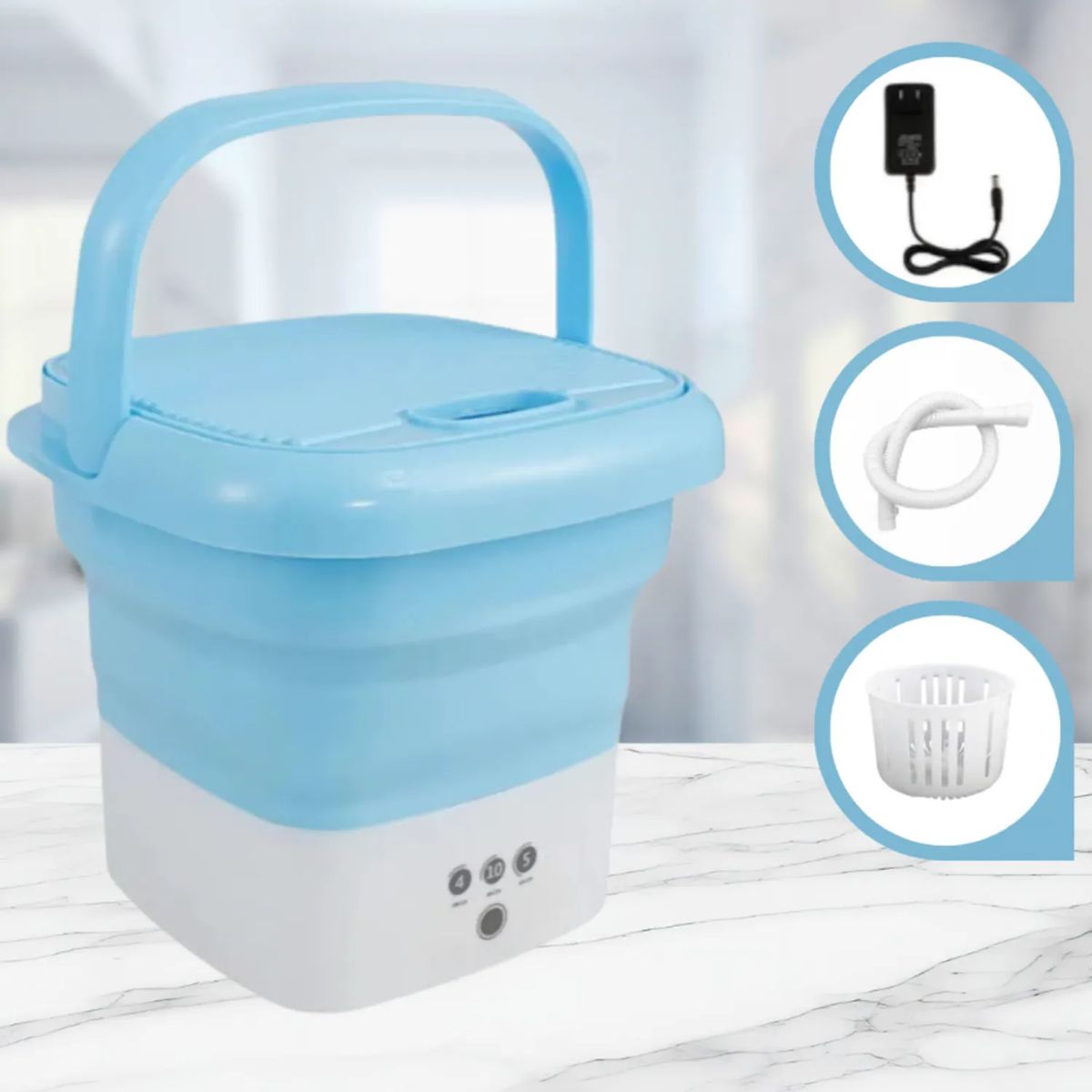 GENERICO - Mini Lavadora Plegable con Centrifugado