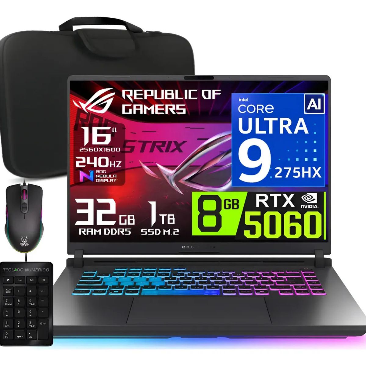 ASUS - Laptop Asus Rog Strix G16 Nvidia 8gb RTX5060 Core Ultra 9-275HX 32gb Ram 1tb ssd 16 WQXGA 240hz