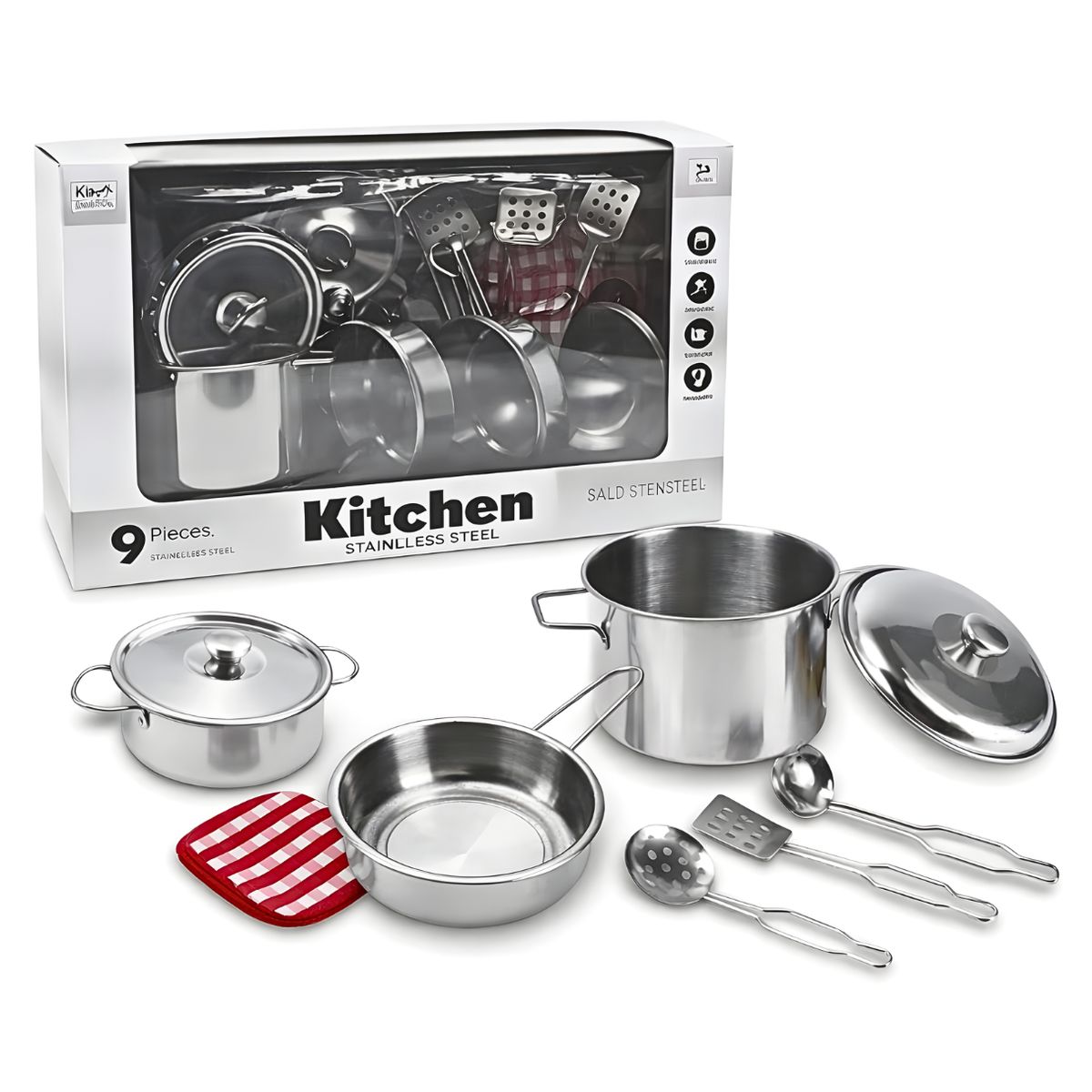 GENERICO - Juguete de Cocina para Niños Set de Ollas 9 Piezas