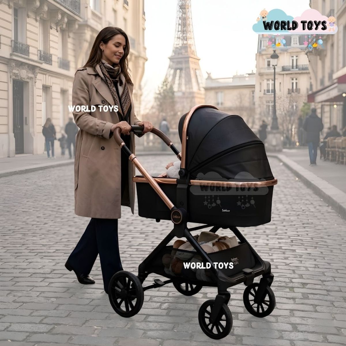 Baby - Coche Moisés Travel System «HELEN DUO» con Sistema Adaptable Black
