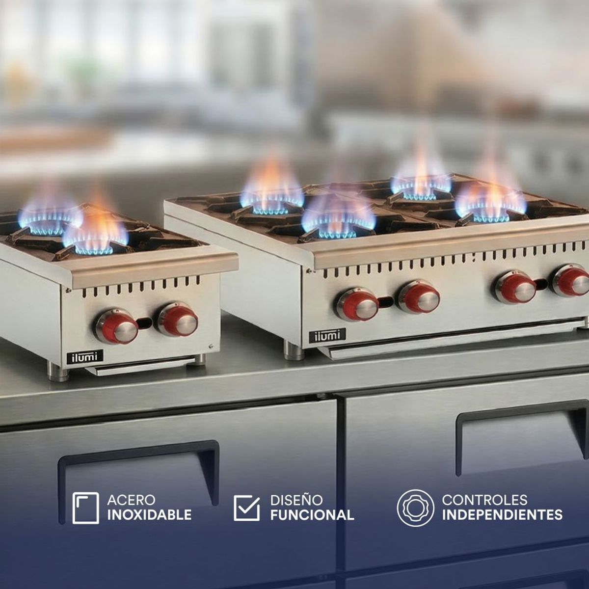 ILUMI - Cocina industrial de sobremesa a gas Ilumi 4 hornillas