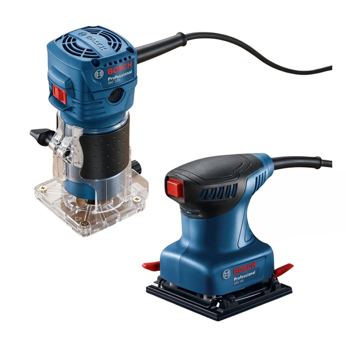 BOSCH - Fresadora De Mano Gkf 550 + Lijadora Orbital Gss 140