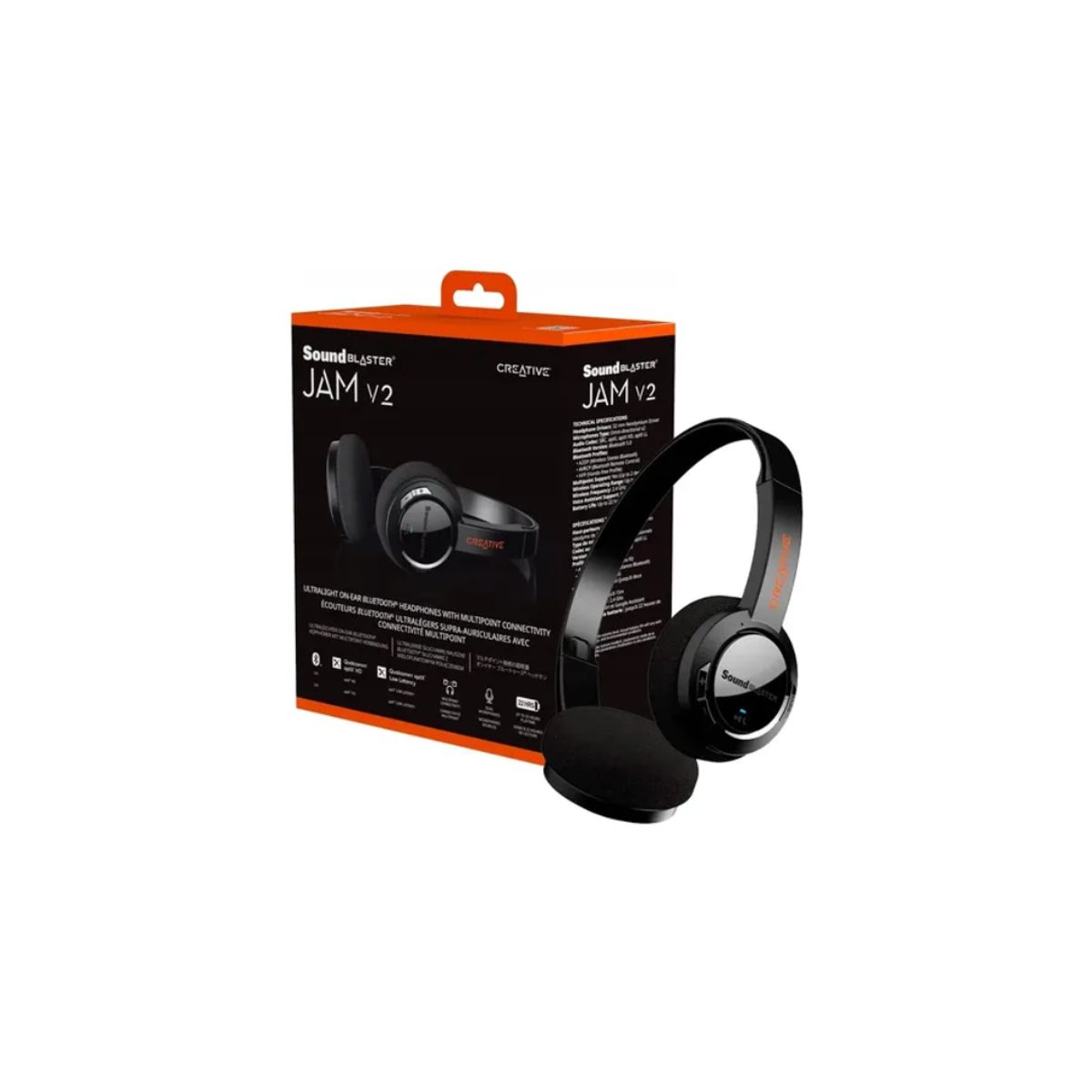 CREATIVE - AUDIFONO CON MICRONO CREATIVE SB JAM V2 BT 32MM DUAL MIC CARGA USB-C NEGRO
