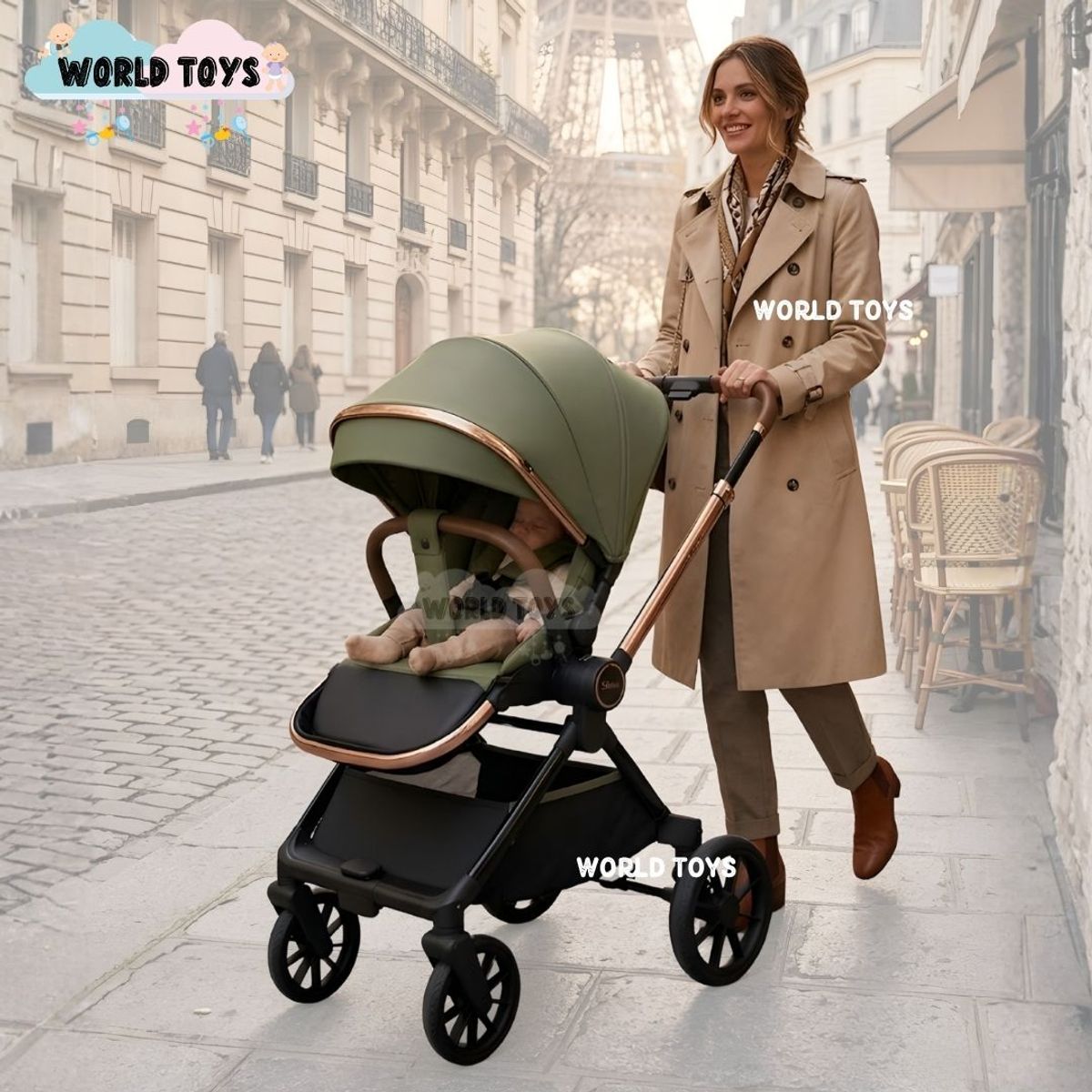 Baby - Coche Moisés Travel System «HELEN MIX» con Porta Bebé Green
