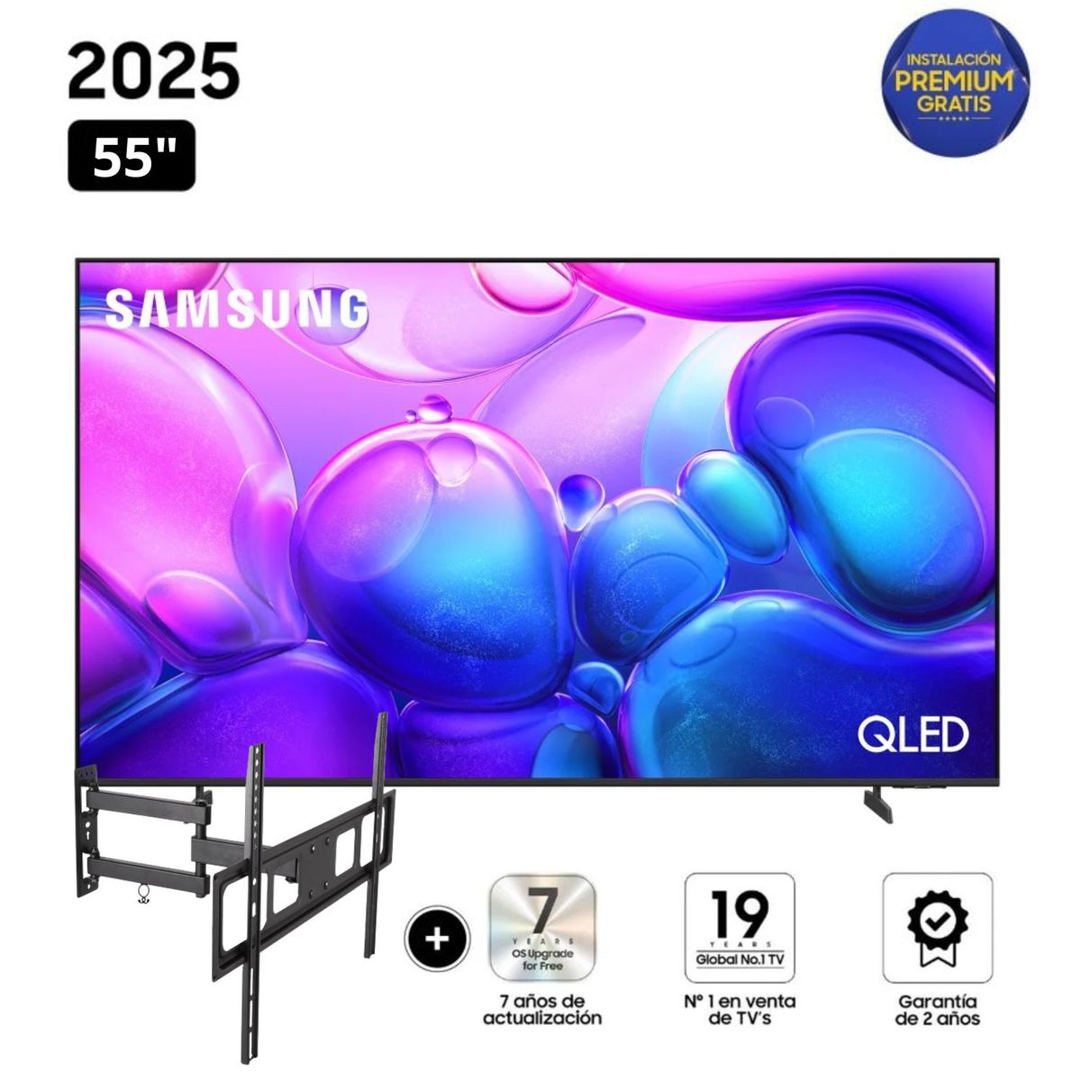 SAMSUNG - Televisor Samsung QLED 55 Smart TV 4K QN55Q6FAAGXPE + Rack Giratorio