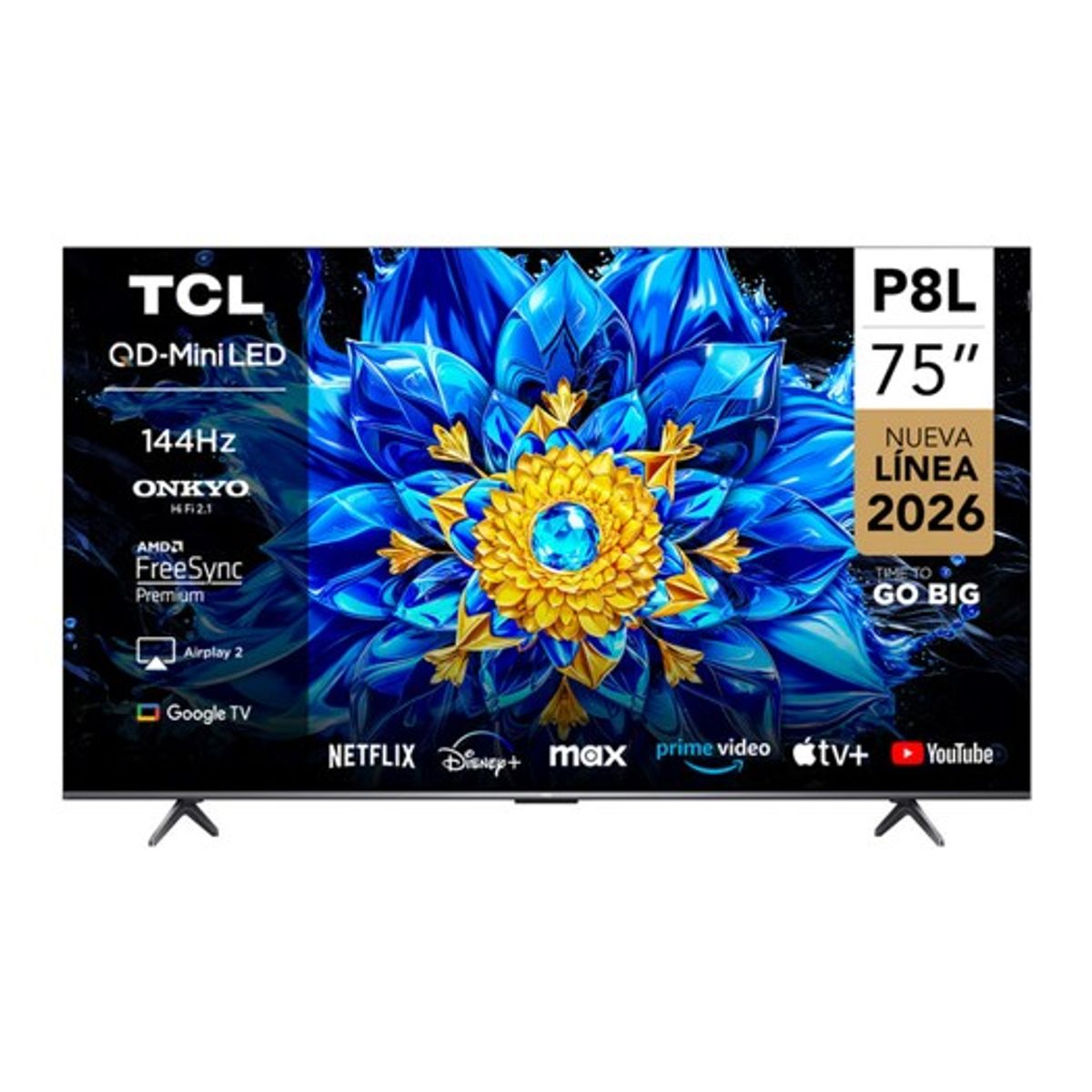 TCL - Televisor TCL 75'' Premium QD-Mini LED Google TV 75P8L Año 2026