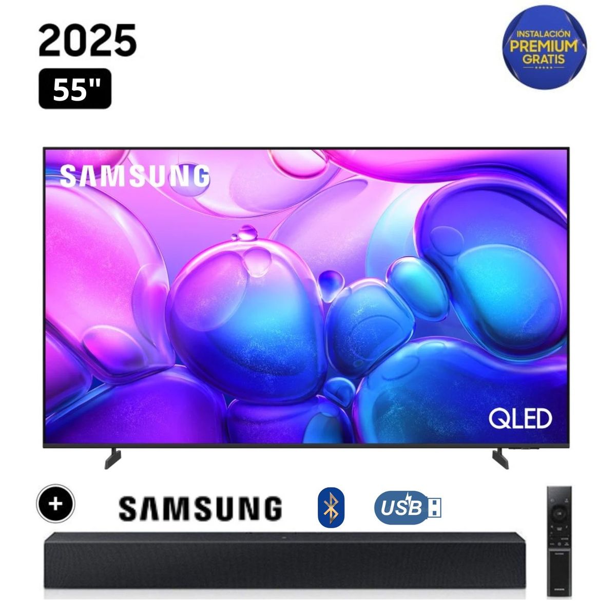 SAMSUNG - Televisor Samsung QLED 55 Smart TV 4K QN55Q6FAAGXPE + Soundbar HW-B400F