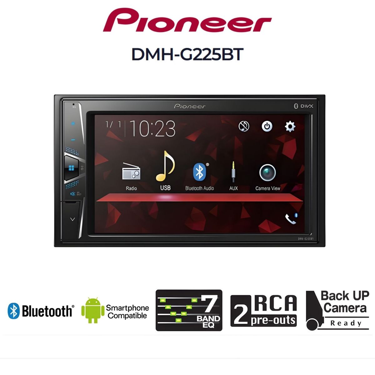 PIONEER - Pantalla Multimedia Pioneer 6.2” Bluetooth DMH-G225BT con Control Remoto Alta Calidad Auto