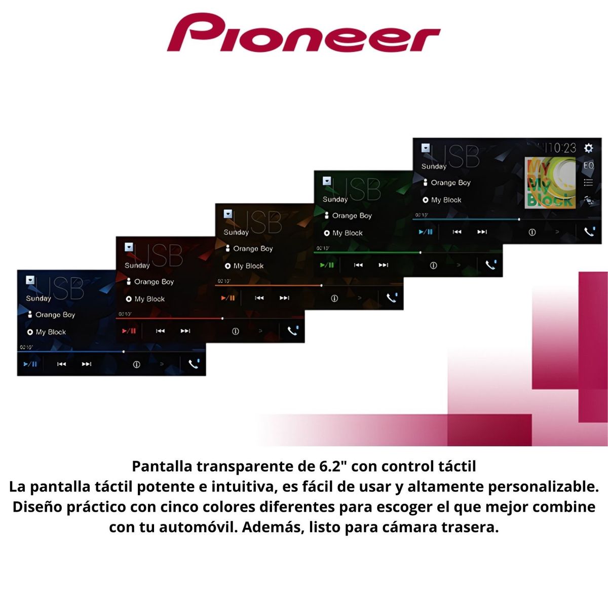 PIONEER - Pantalla Multimedia Pioneer 6.2” Bluetooth DMH-G225BT con Control Remoto Alta Calidad Auto