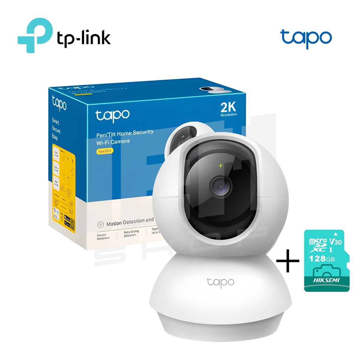 TP LINK - Cámara de Seguridad Giratoria para Casa Wi-Fi 2K TAPO C212 + MicroSD 128GB