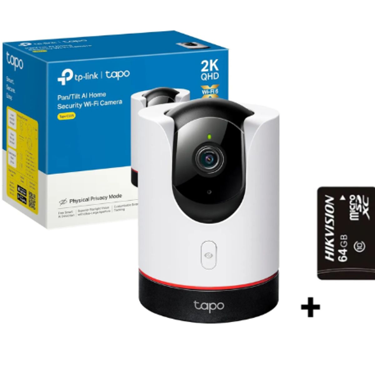 TP LINK - Cámara de Seguridad para el hogar Wi-Fi TAPO C225 MicroSD 64GB
