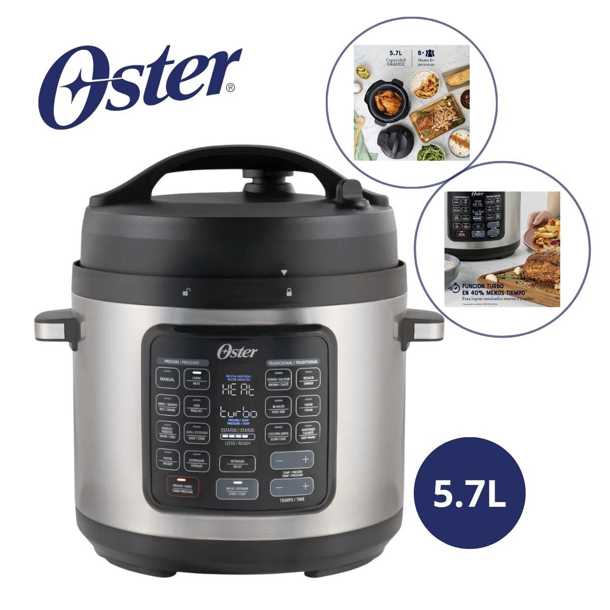 OSTER - Multiolla Turbo Oster 5.7L Panel Digital y Recubrimiento Diamondforce