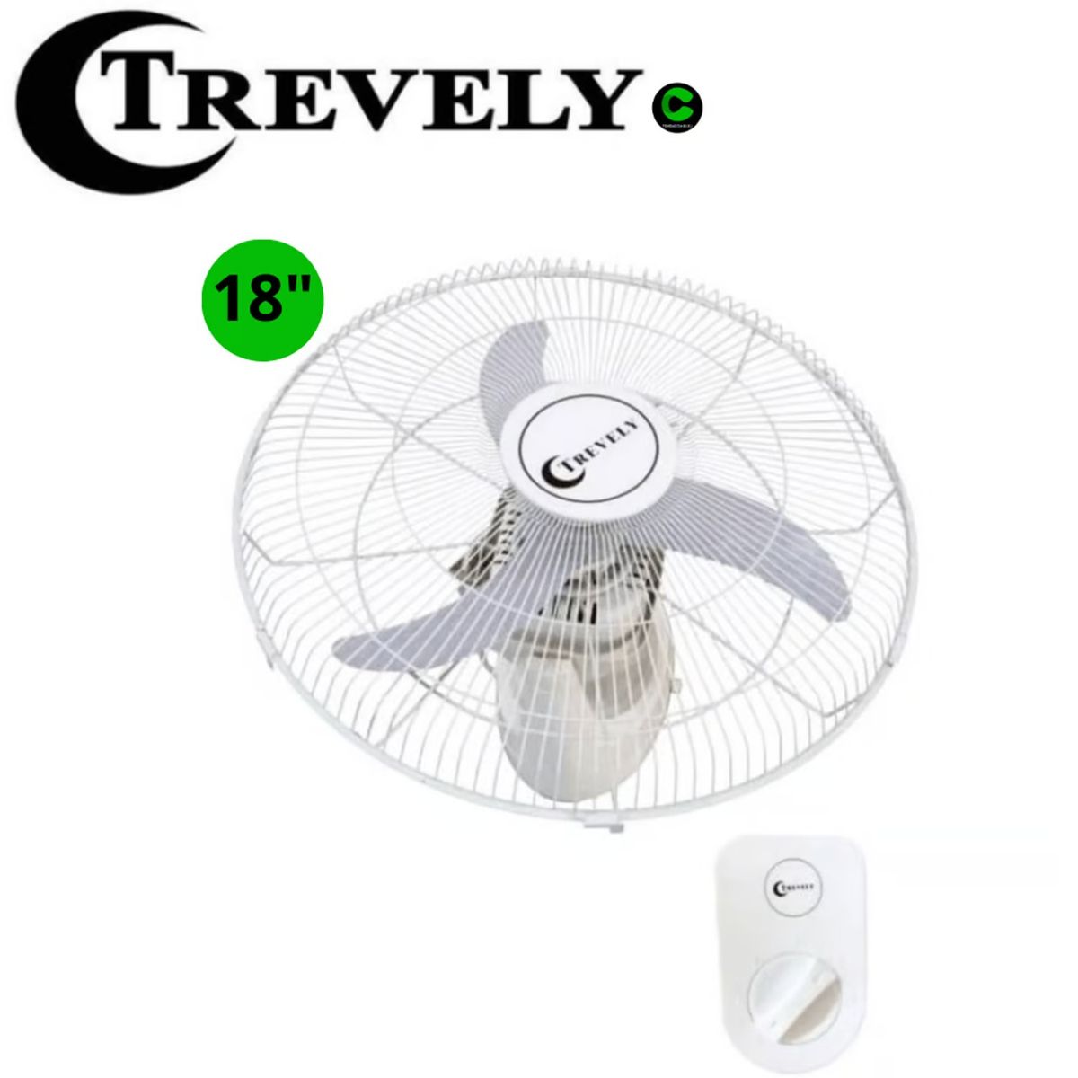 TREVELY - Ventilador De Techo Trevely Vt-1803 18 80 Watts 3 Aspas con control
