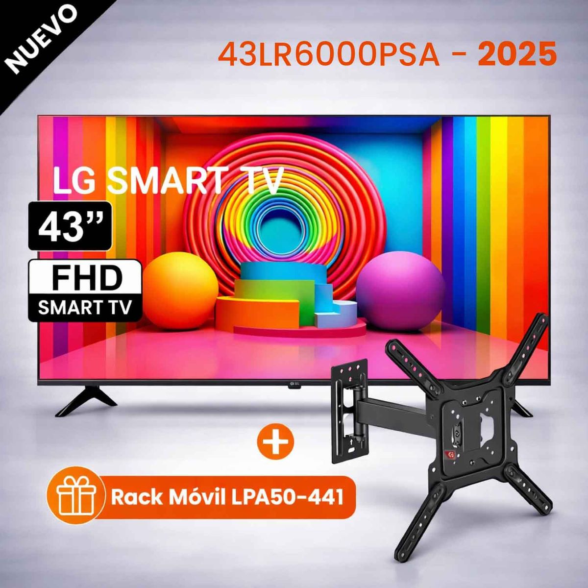 LG - Televisor LG 43 Led FULL HD Smart TV Thinq AI 43LR6000PSA + RACK MOVIL