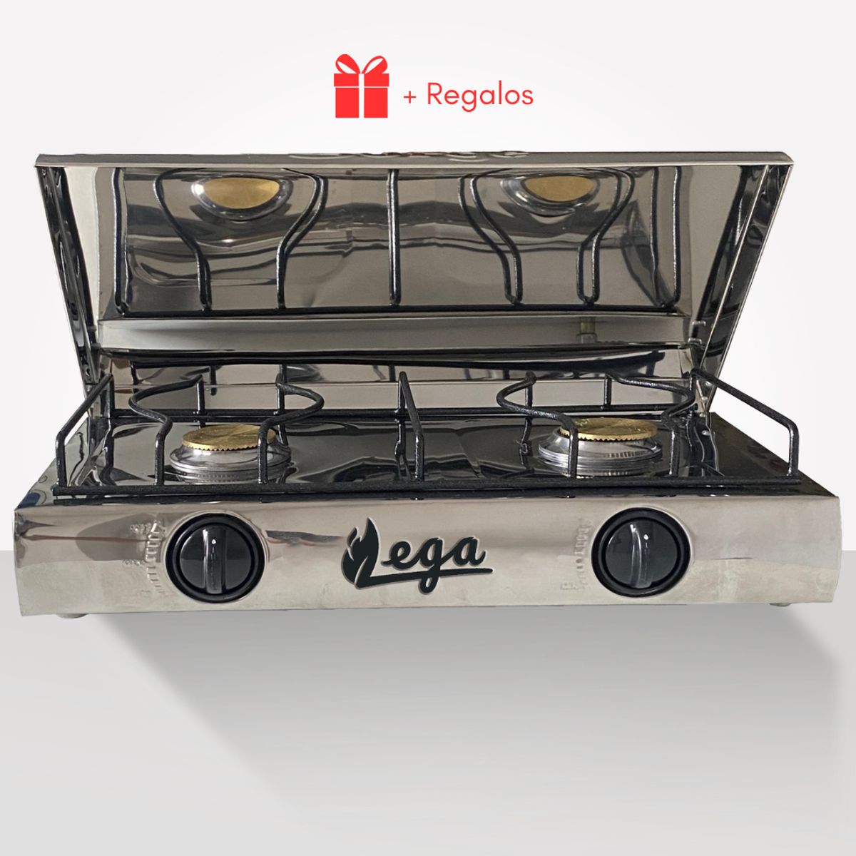 GENERICO - Cocina de mesa 2 hornillas Con Tapa de Acero Inox