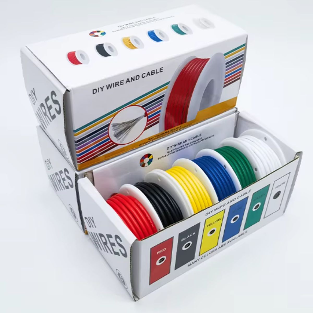 GENERICO - Cable de Silicona 28AWG 6 Colores (6 x 10m) – Cobre Estañado Flexible