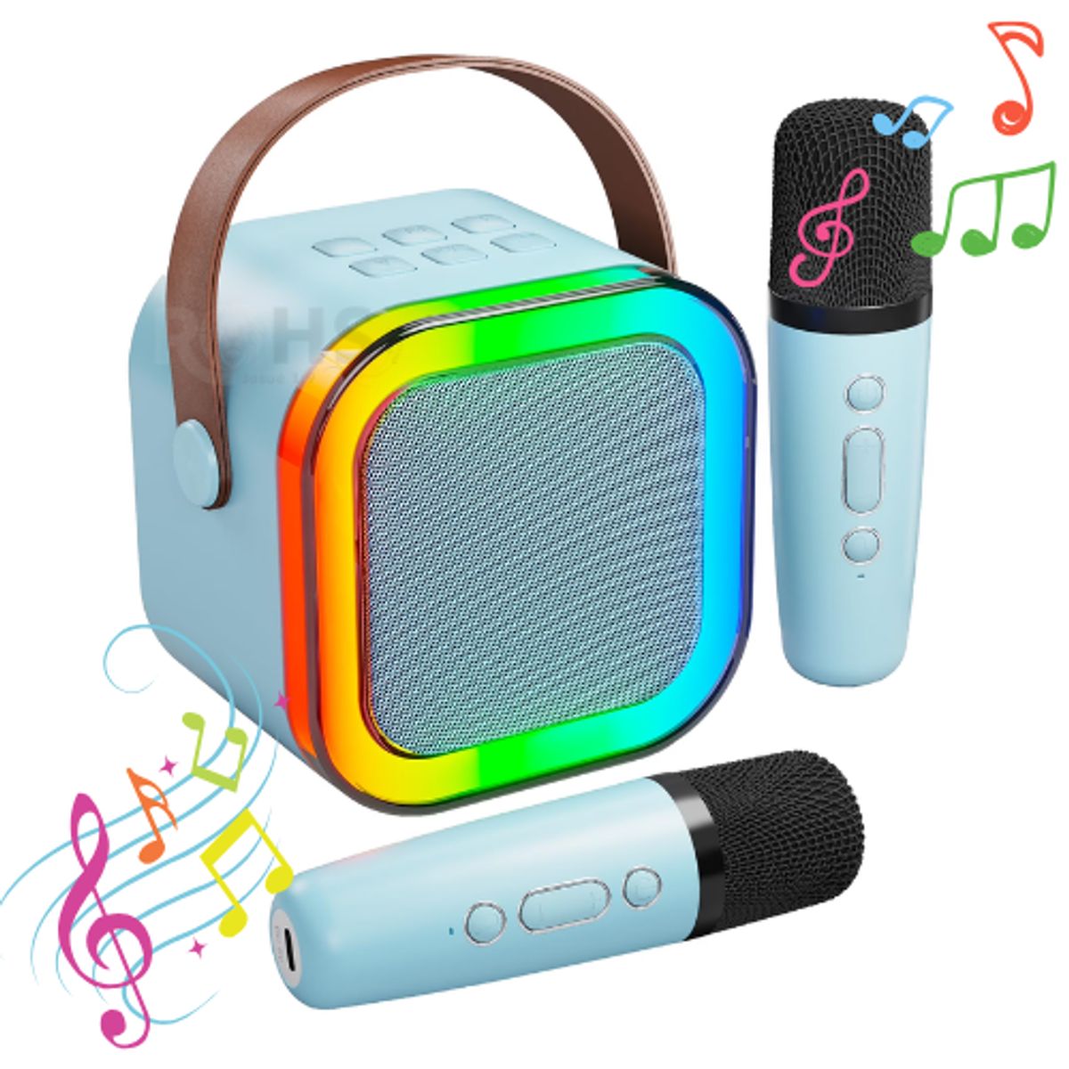 ROHS - Micrófono Karaoke Con Parlante Color - Celeste, Ideal Para los Peques
