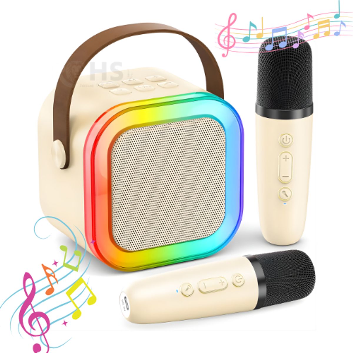 ROHS - Micrófono Karaoke Con Parlante - Beige, Ideal para Diversión de los Peques