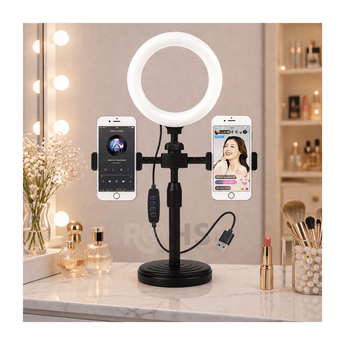 OEM - Aro Led Con Doble Soporte para Celulares