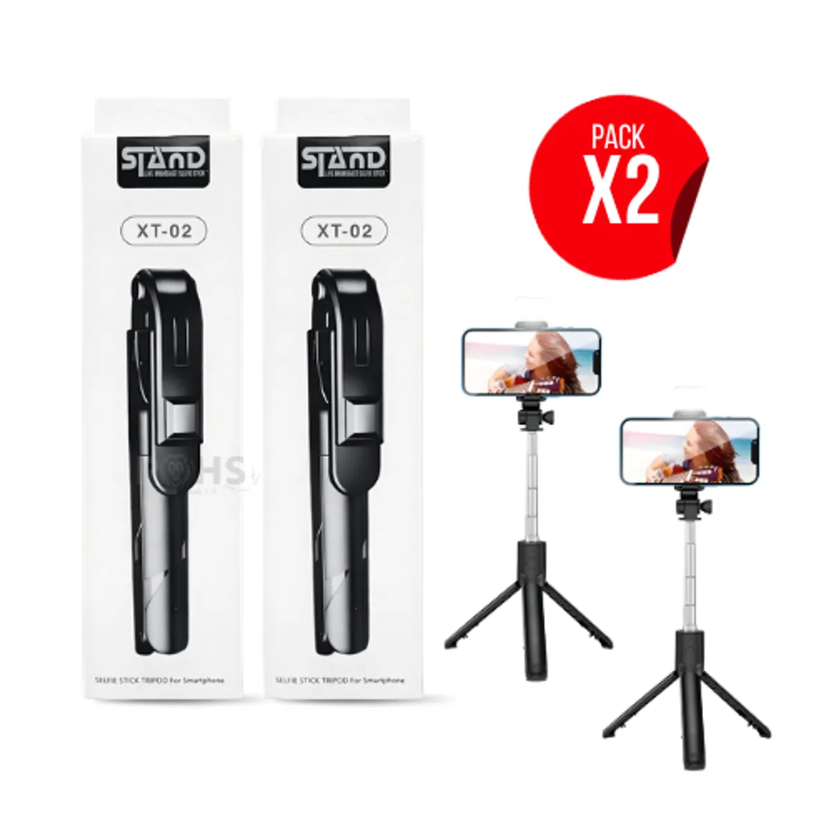 ROHS - Palo Selfie con Trípode Inalámbrico Modelo XT-02  (X2 Unidades)