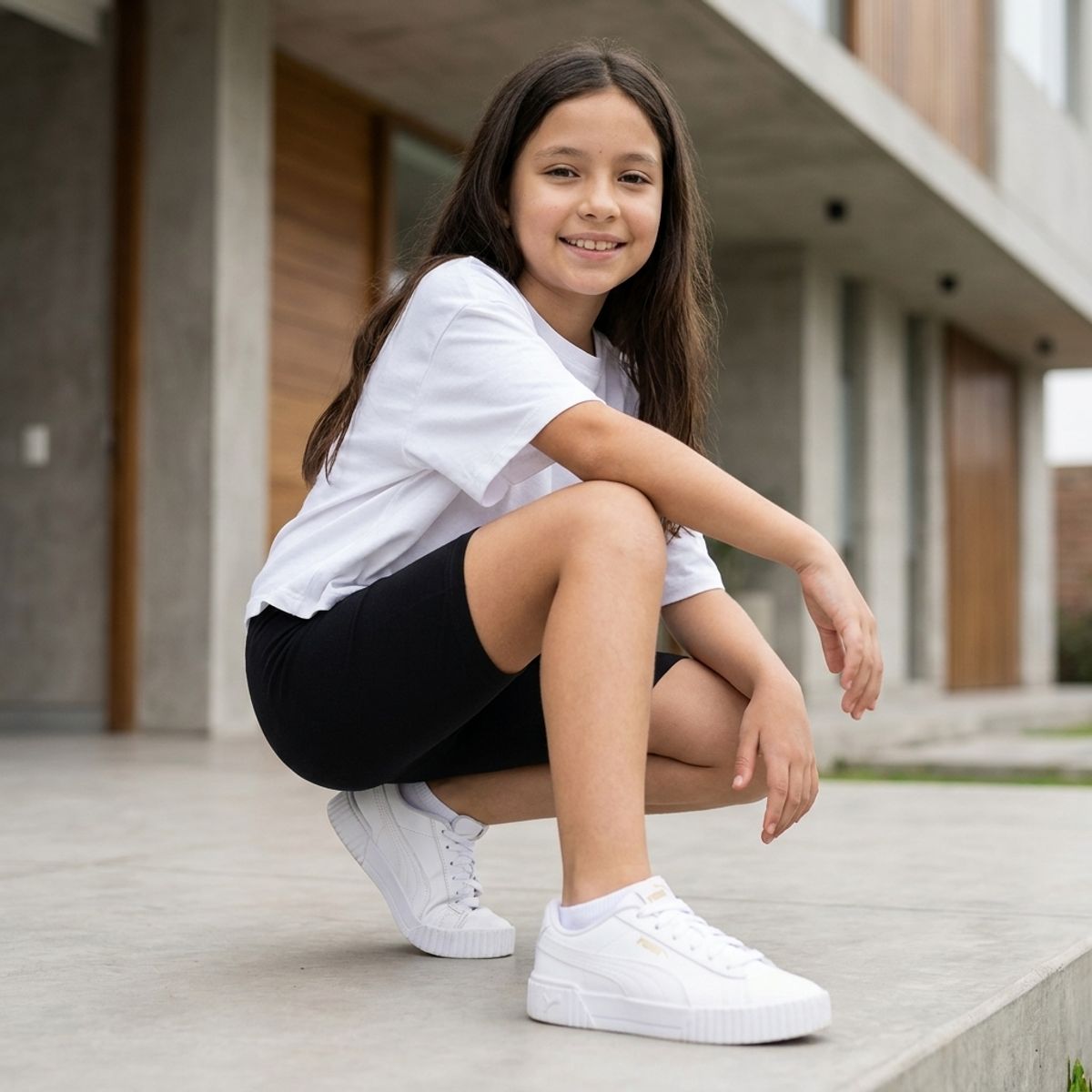 GENERICO - Set x2 Biker Short Niña Algodón Negro y Blanco - Angela Kids