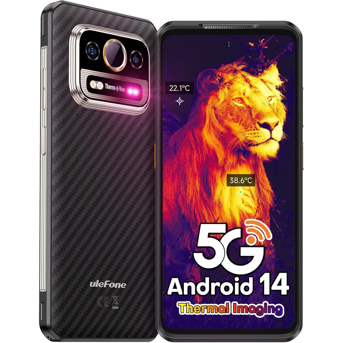 ULEFONE - Ulefone 5G Armor 25T Pro celular 12GB+256GB Smartphone-Negro