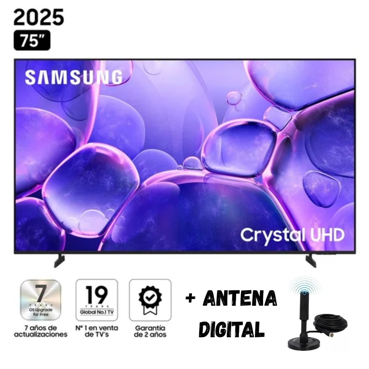 SAMSUNG - Televisor 75'' SAMSUNG CRYSTAL UHD 4K UN75U8000FGXPE 2025 + Ant Digital
