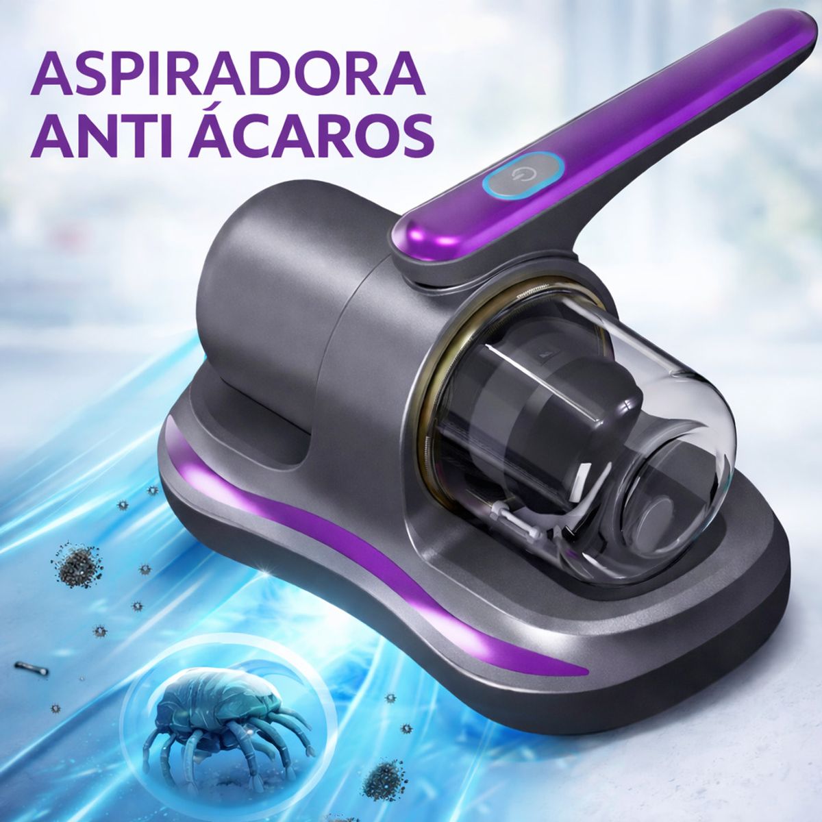 GENERICO - ASPIRADORA ANTI ACAROS UV PORTATIL CON FILTRO HEPA USB INALAMBRICO PORTATIL