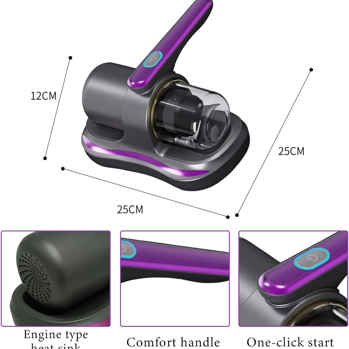GENERICO - ASPIRADORA ANTI ACAROS UV PORTATIL CON FILTRO HEPA USB INALAMBRICO PORTATIL