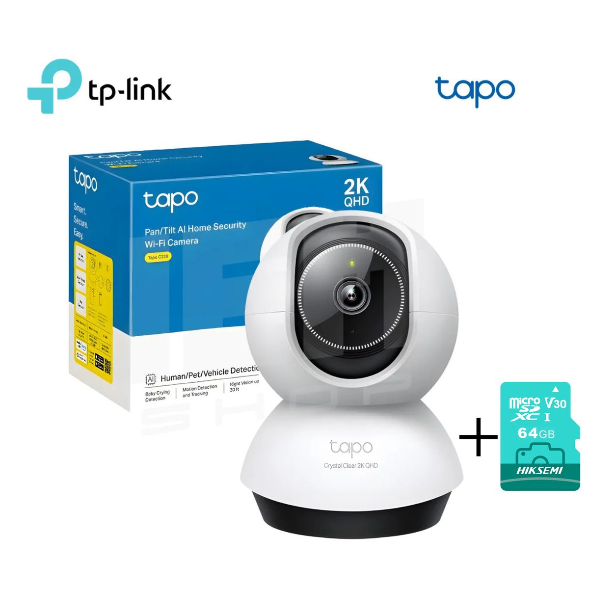 TP LINK - Cámara de seguridad para interiores Tapo C220 2K QHD + Micro SD 64gb - Tp-Link