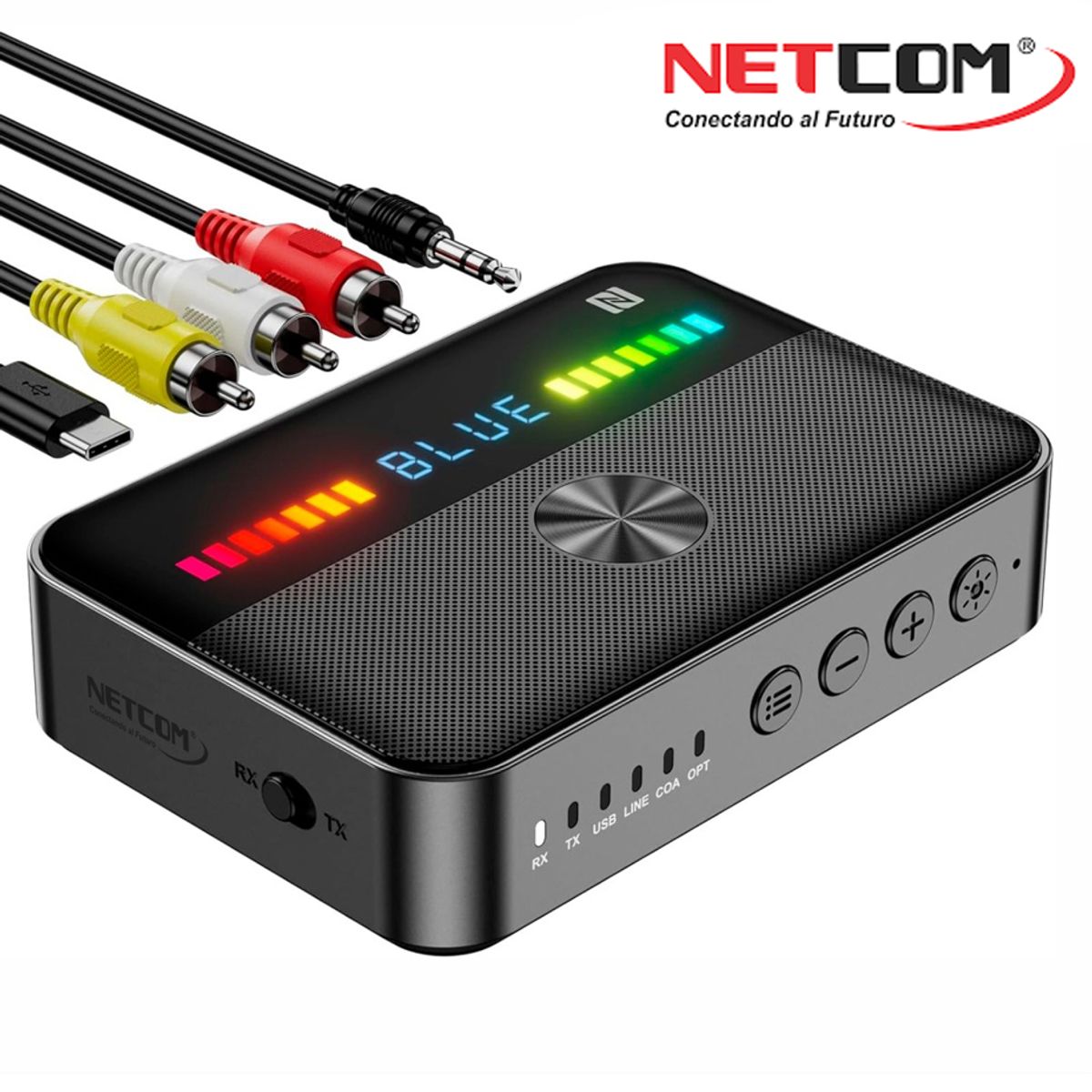 NETCOM - Adaptador Bluetooth 5.3 Dual Trasmisor y Receptor convertidor optico Netcom