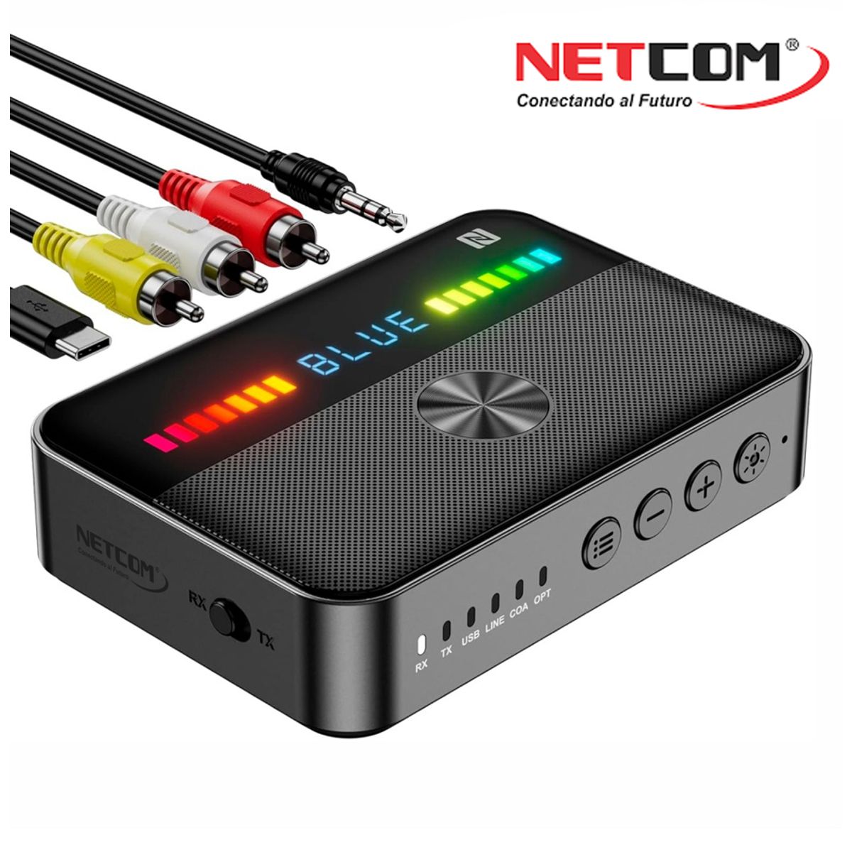 NETCOM - Adaptador Bluetooth 5.3 Dual Trasmisor y Receptor convertidor optico Netcom