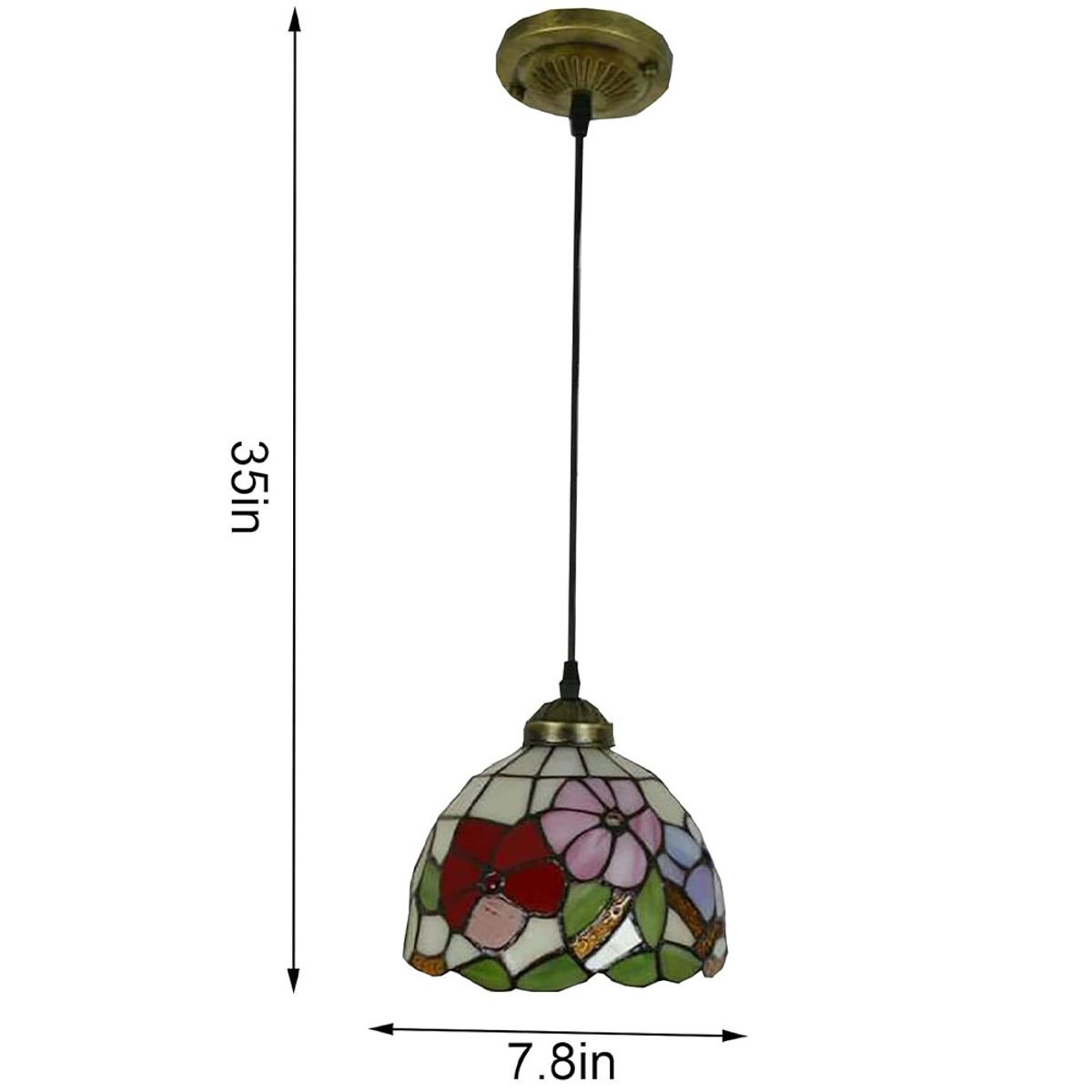 HOME NEAT - Lámpara colgante de techo Tiffany con Violet en vidrio ø20cm