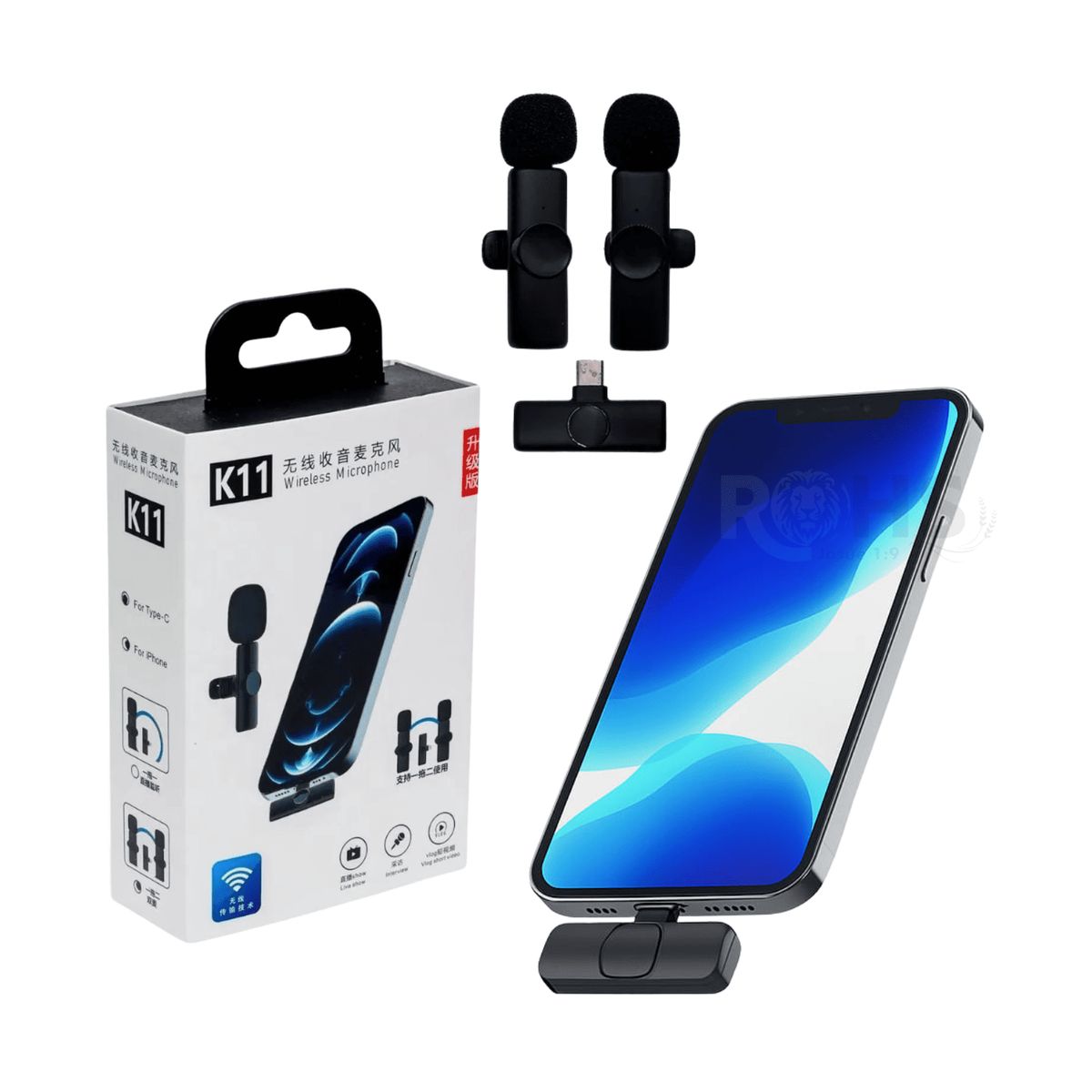 ROHS - Micrófono Inalámbrico 2 en 1 Para Iphone y Android  K11