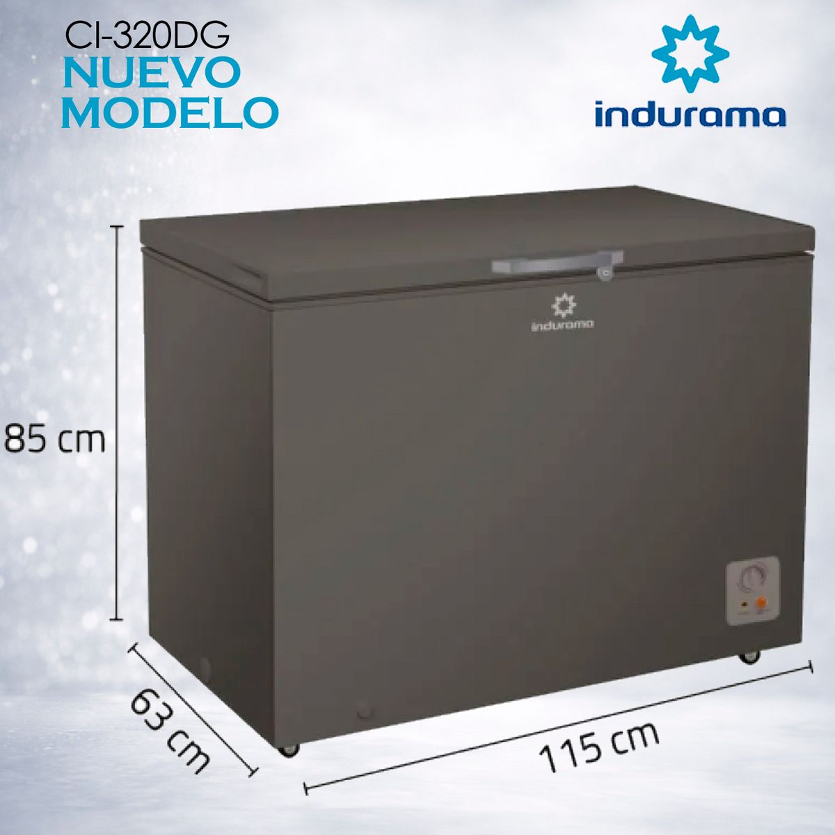INDURAMA - Congeladora Horizontal 297 litros Defrost Gris Indurama CI-320DG