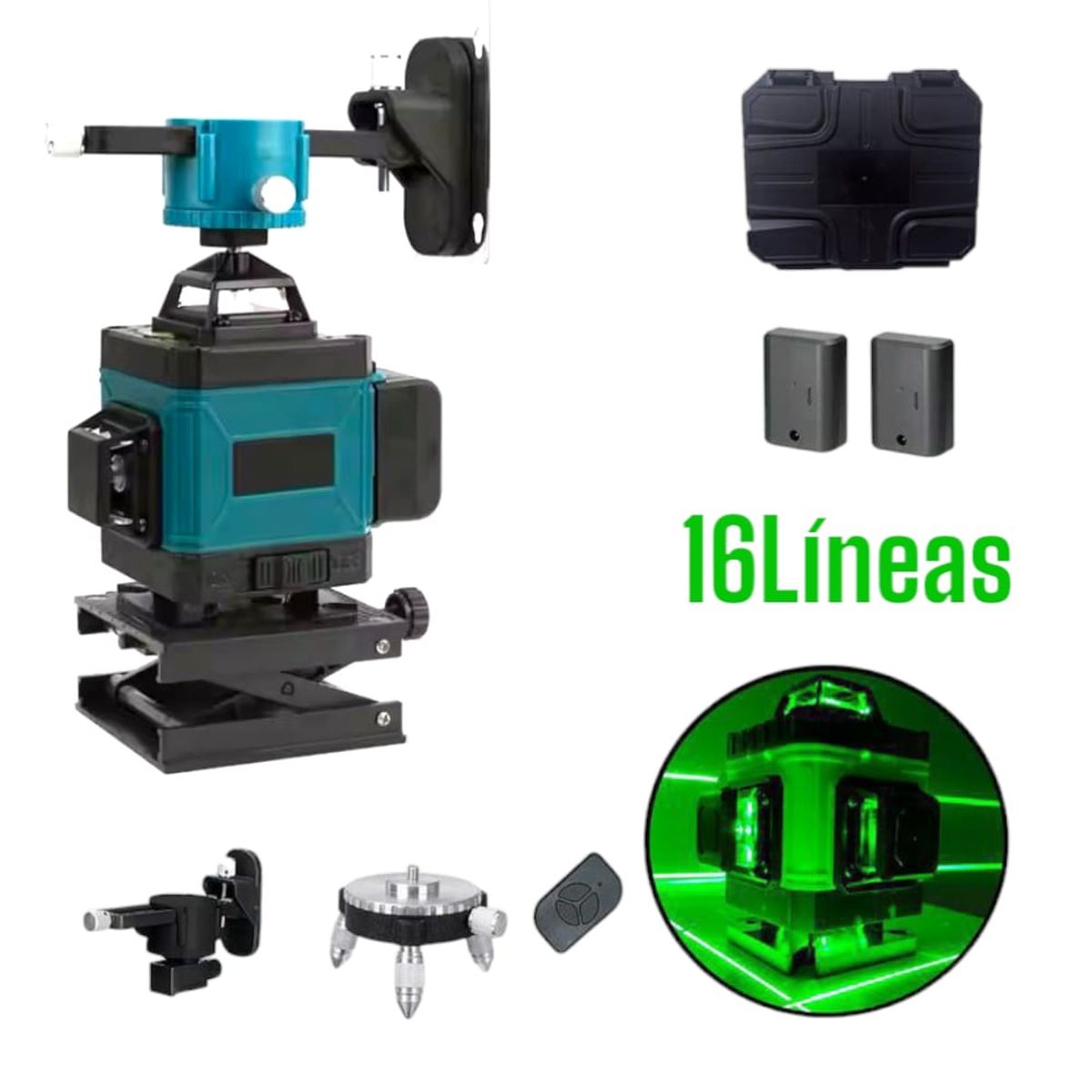 OEM - Nivel Láser Profesional 16 Líneas 4D Verde - Herramienta 360° para Construcción y Drywall