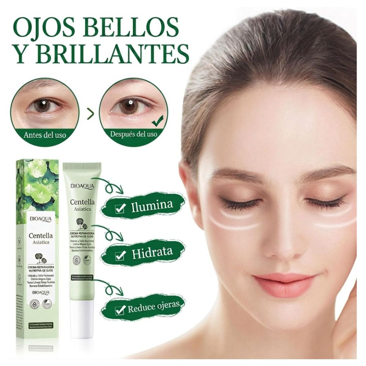 BIOAQUA - Bioaqua Contorno De Ojos Centella Asiatica 20g Hidratante Reparadora
