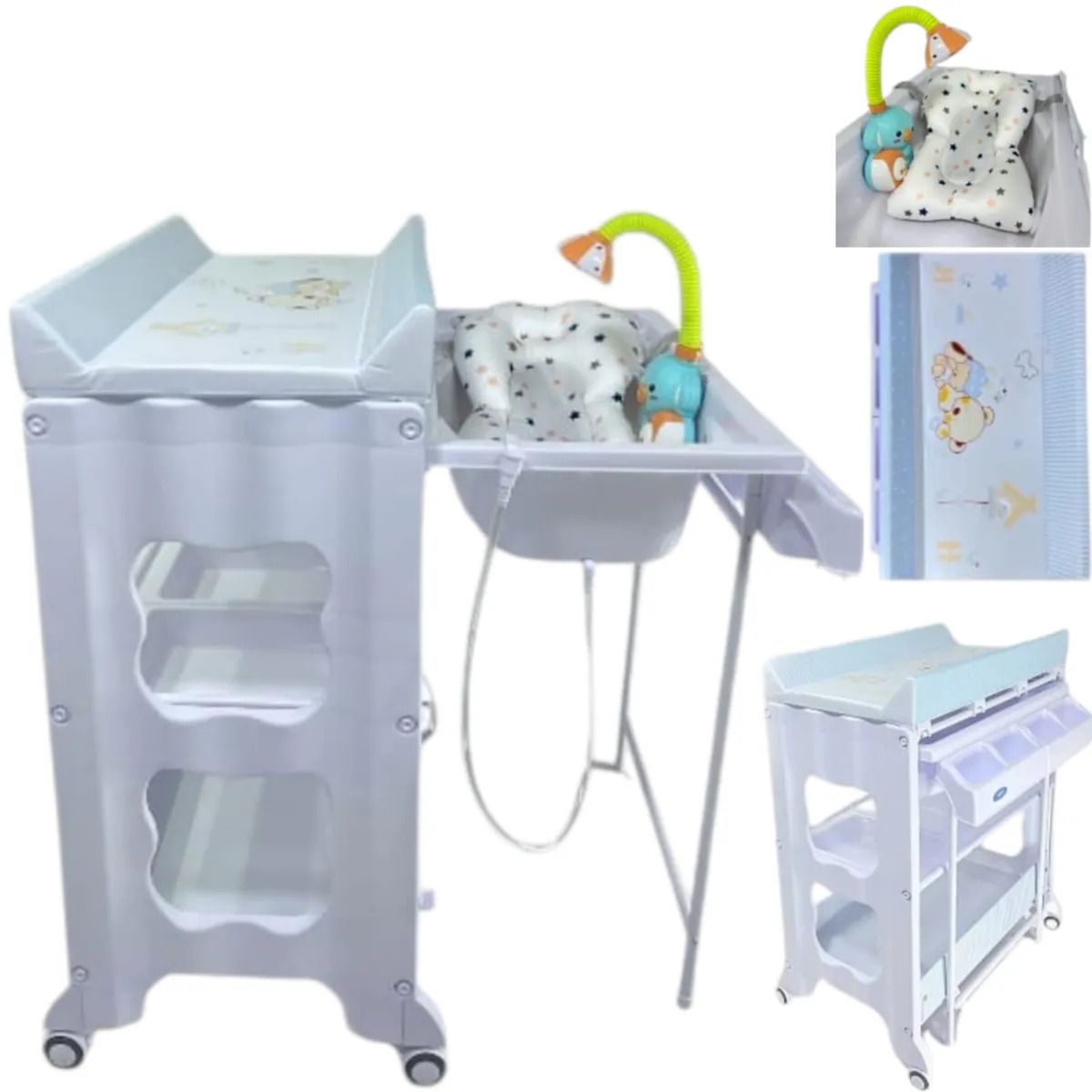 Stokker Baby - Bañera cambiador + regadera cojín aquario CELESTE