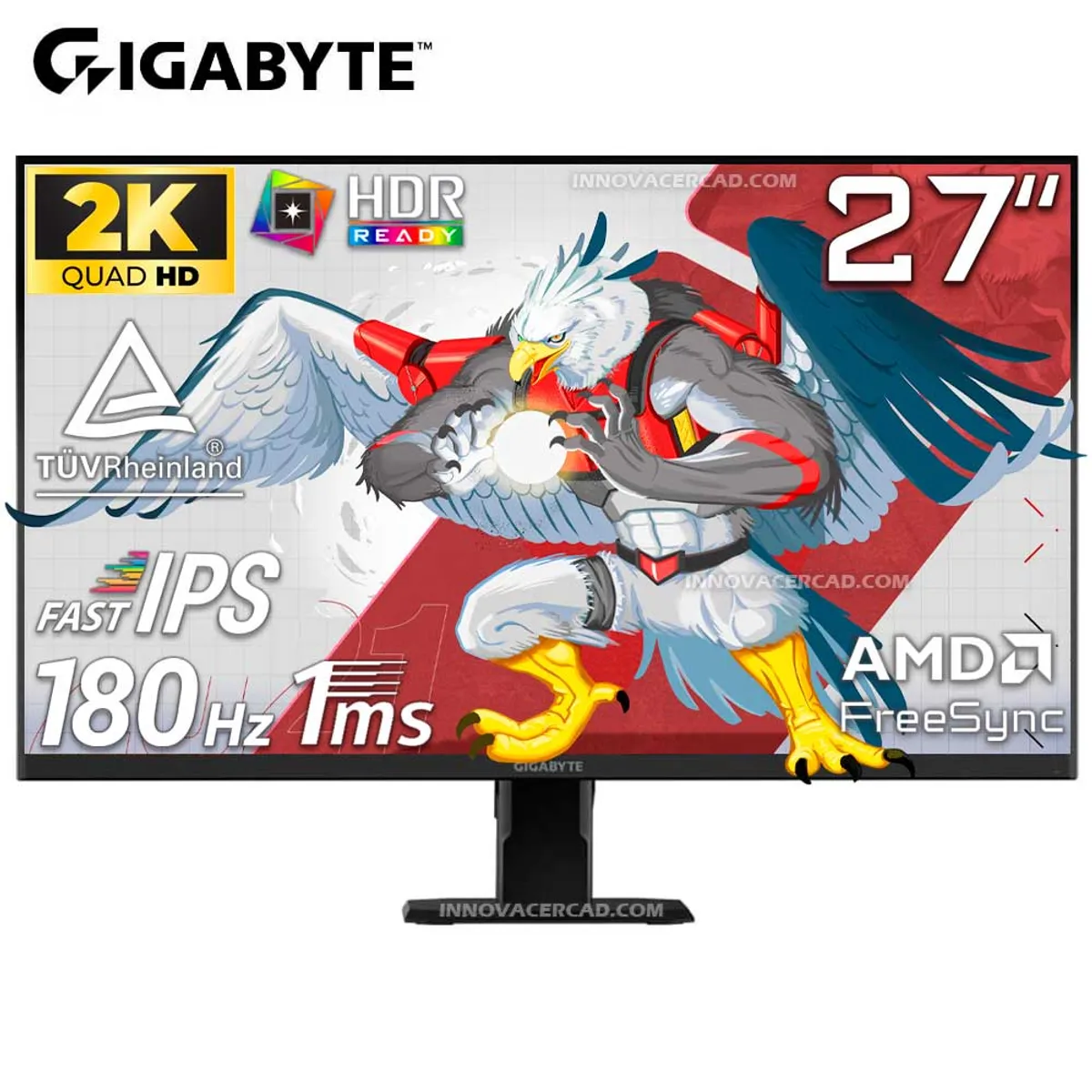 GIGABYTE - Monitor Gigabyte GS27QA 27 IPS 2K QHD 180HZ 1ms FreeSync G-Sync