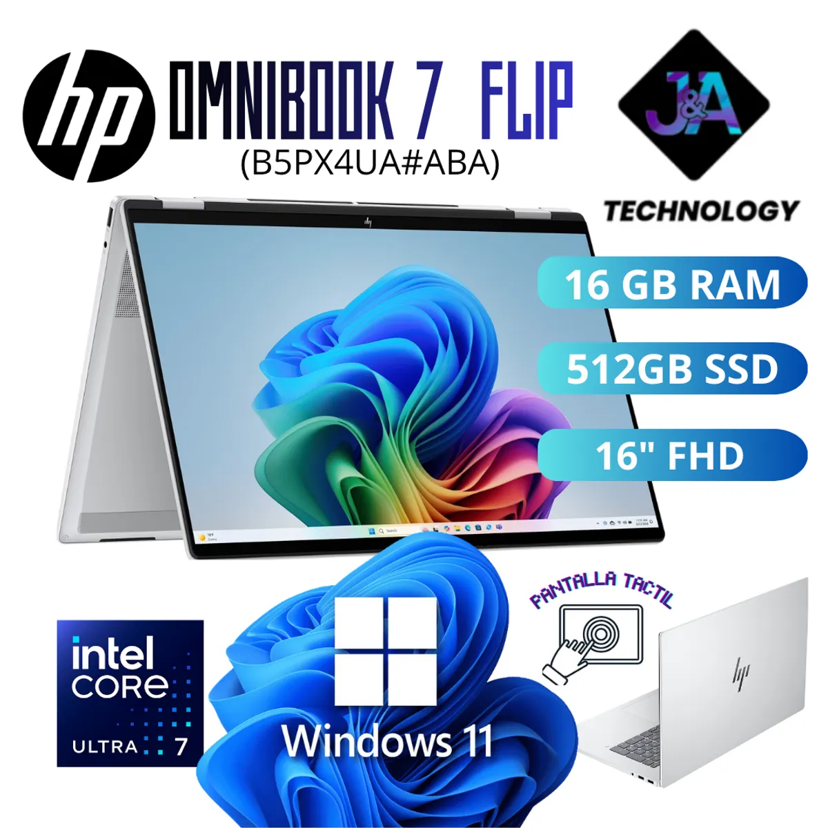 HP - HP OmniBook FLIP 7 B5PX4UA#ABA 2-in-1 Laptop (Intel Core Ultra 7 256V/ 16GB/ 512GB SSD/ Win 11)