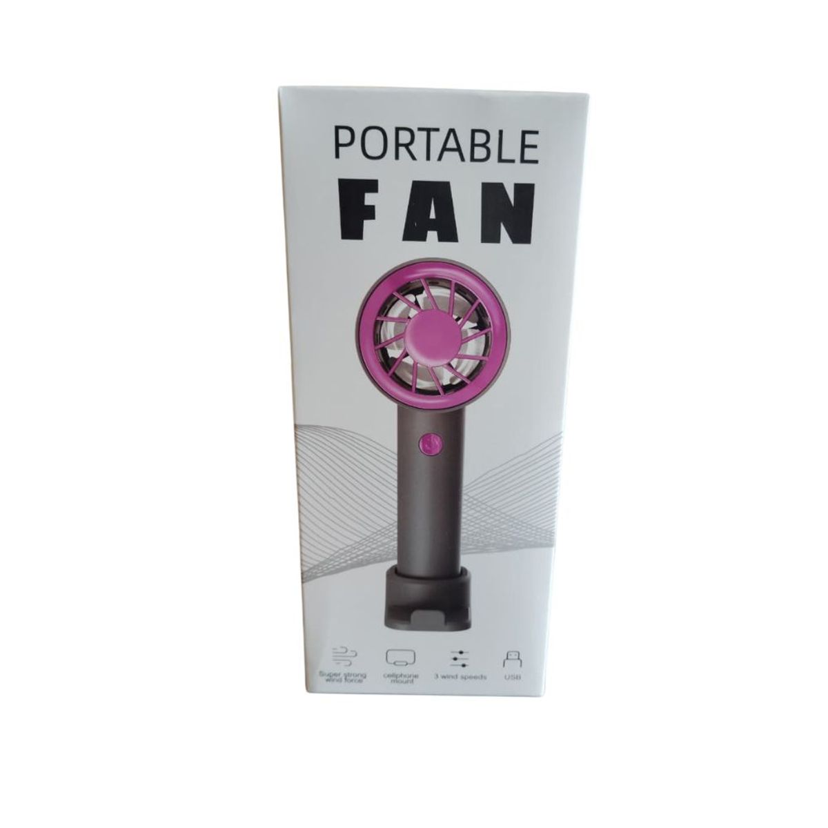 GENERICO - Mini Ventilador De Mano Portatil Negro con soporte de Celular FM-008