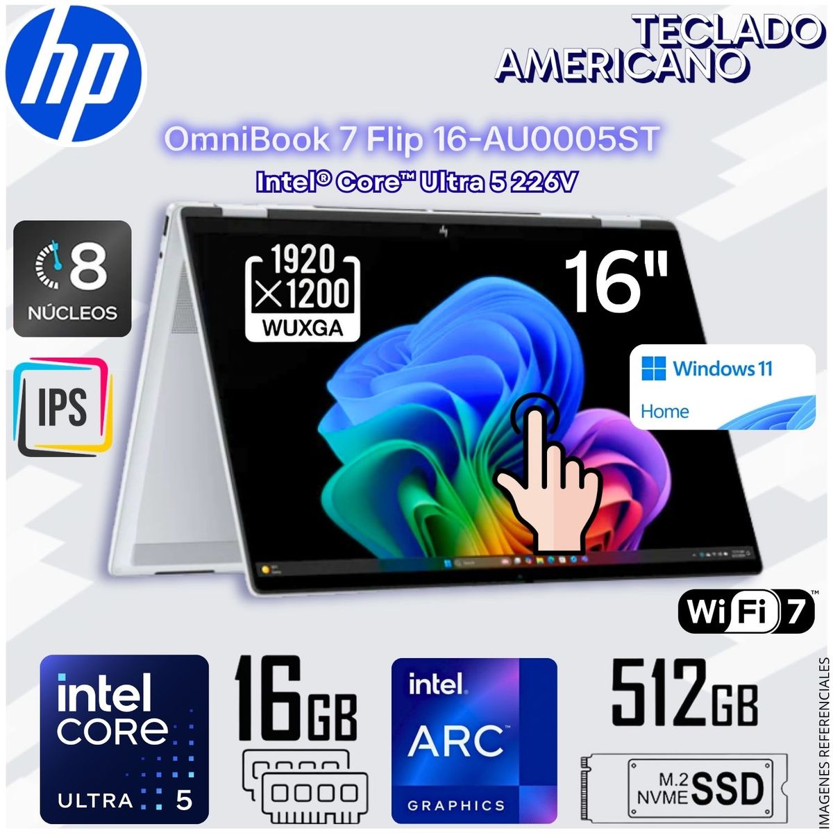 HP - Laptop 2 en 1 HP Omnibook 7 Flip 16" 2K Intel® Core™ Ultra 5 226V Intel® Arc™ Graphics 16 GB RAM 512GB SSD