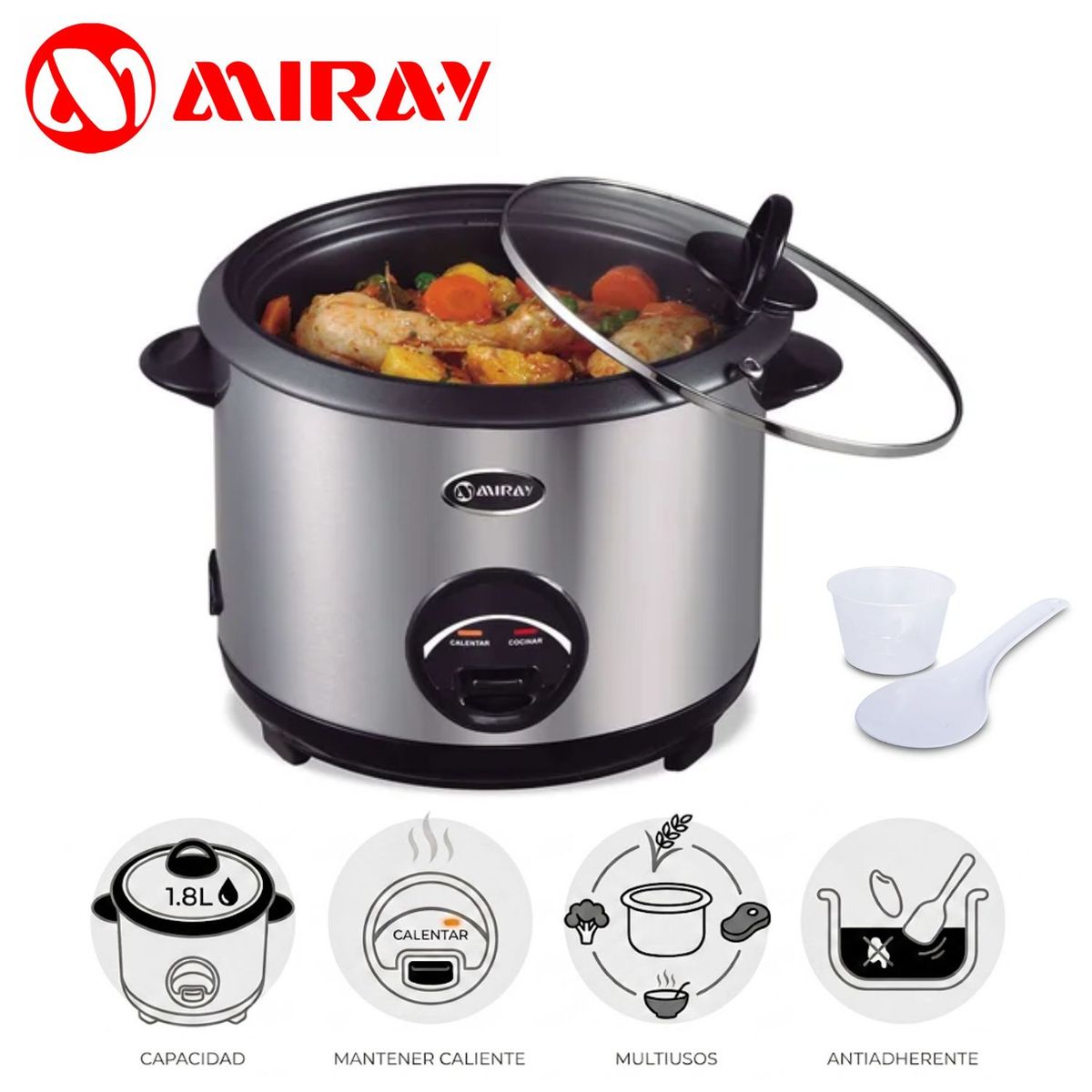 MIRAY - Olla Arrocera Miray OM-T342 1.8 Litros – Silver